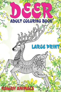 Adult Coloring Book Kawaii Animals - Large Print - Deer