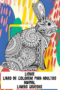 Libro de colorear para adultos - Líneas gruesas - Animal - Liebre