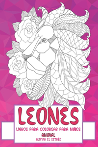 Libros para colorear para niños - Aliviar el estrés - Animal - Leones