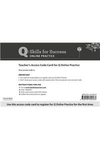 Q Online Practice Teacher Access Code Card