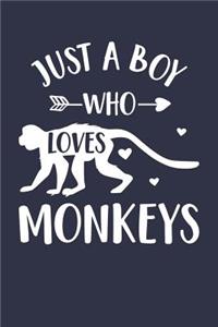 Just A Boy Who Loves Monkeys Notebook - Gift for Monkey Lovers - Monkey Journal