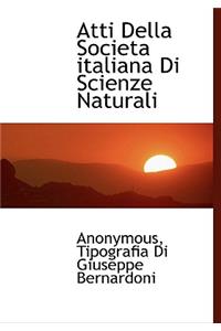 Atti Della Societa Italiana Di Scienze Naturali