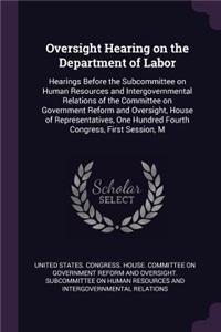 Oversight Hearing on the Department of Labor