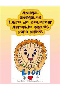Animal animales Libro de colorear Aprende inglés para niños