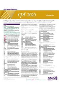 CPT 2020 Express Reference Coding Card: Obstetrics