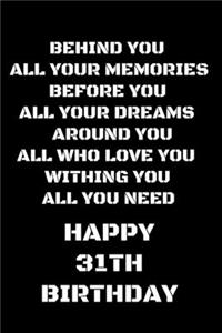 behind you all your memories before you all your dreams happy 31th birthday