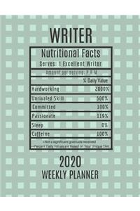 Writer Weekly Planner 2020 - Nutritional Facts