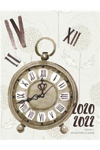 2020-2022 Three 3 Year Planner Watercolor Clocks Monthly Calendar Gratitude Agenda Schedule Organizer