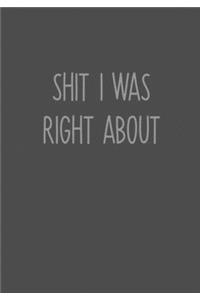 Shit I Was Right About