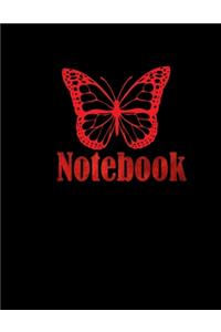 Notebook Red Motht - Large (8.5 x 11 inches) - 120 Pages- Black Cover
