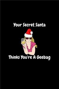 Your Secret Santa Thinks You're a Geebag Blank Funny Notebook Gift
