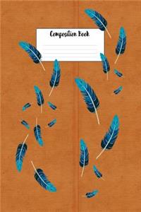 Composition Book: Native American Indian Feather Hair Ties Dream Feathers 6 X 9 Wide Ruled Paper Notebook, Appreciation, Quote Journal or Diary, Unique Inspirational Gift for Friend or Teacher, End of Year, Retirement, Birthday, Gratitude Present -