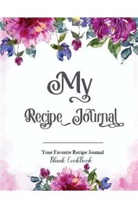My Recipe Journal Blank Cookbook