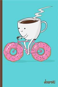 Coffee Cup Riding Donut Bike Journal