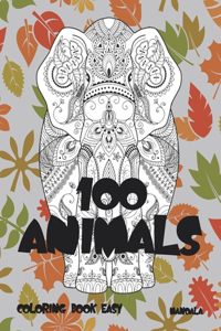 Mandala Coloring Book Easy - 100 Animals