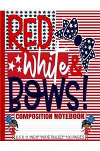 Red White & Bows Composition Notebook