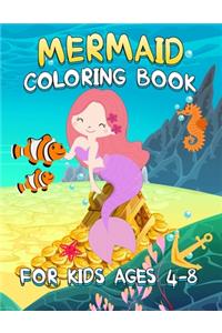 Mermaid Coloring Book for Kids Ages 4-8