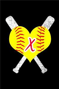 X Monogram Initial Softball Journal