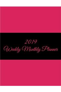 2019 Weekly Monthly Planner: Pink Color Book, 8.5