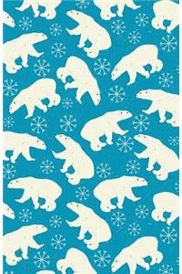 Journal Notebook Polar Bears in Snow Winter Pattern - Blue