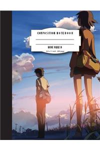 Composition notebook wide ruled 200 pages, 8.5 x 11 inch, Anime cover