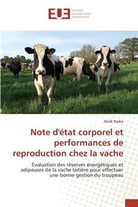 Note d'État Corporel Et Performances de Reproduction Chez La Vache