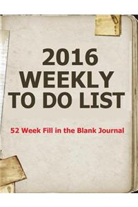 2016 Weekly To Do List