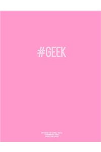 Notebook for Cornell Notes, 120 Numbered Pages, #GEEK, Pink Cover