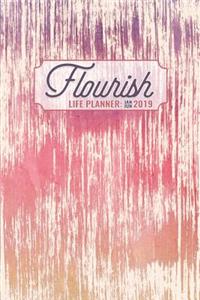 2019 Flourish Life Planner: Weekly Calendar & Dot Grid Journal: Household Organizer 6 Month January - June: Coral Pink Stripes 6 X 9 in 160 Pages