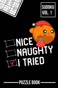 Nice Naughty I Tried Merry Christmas Sudoku Orange Tabby Cat Santa Puzzle Book Volume 1