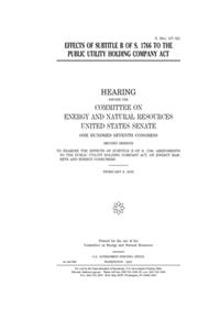 Effects of subtitle B of S. 1766 to the Public Utility Holding Company Act