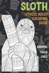 Stress Relief Coloring Book - Animal - Thick Lines - Sloth