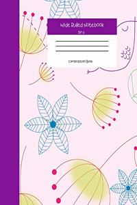 Wide Ruled Notebook Bird Composition Book
