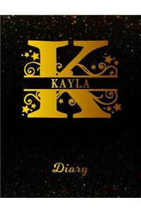 Kayla Diary: Letter K Personalized First Name Personal Writing Journal Black Gold Glittery Space Effect Cover Daily Diaries for Journalists & Writers Note Taking