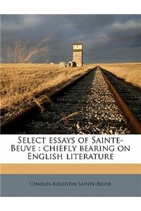 Select Essays of Sainte-Beuve