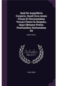 Quid de Aequilibrio Corporis, Quod Circa Axem Fixum Et Horizontalem Versari Potest in Singulis, Quas Obtinere Potest, Positionibus Statuendum Sit