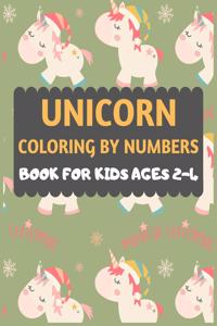 Unicorn Coloring By Numbers Book For Kids ages 2-4