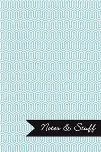 Notes & Stuff - Lined Notebook with Caribbean Blue Key Maze Pattern Cover