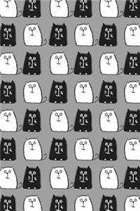 Journal Notebook For Cat Lovers Black and White Cats in a Row 9