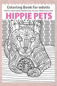 Hippie Pets - Coloring Book for adults - Whippets, Turkish Angora, Bearded Collies, Thai Lilac, Border Collies, other