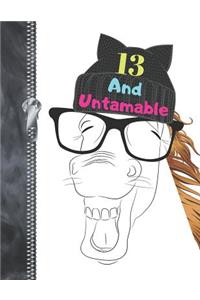 13 And Untamable: Large A4 Horse Lovers Laughing Mare Creative Lined Writing Journal For Girls