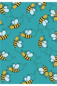 Whimsical Flying Buzzing Honeybee Sky Lined Undated Journal