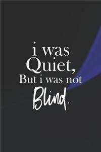 I Was Quiet, But I Was Not Blind