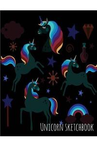 Unicorn Sketchbook - Green Unicorn Rainbow Princess