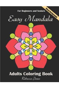 Easy mandala coloring book black background