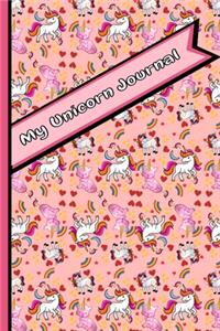 My Unicorn Journal - Cute Caticorn / Unicorn / Rainbow / Heart Notebook