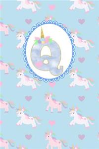 Unicorn Monogram Journal - Letter Q