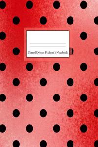 Cornell Notes Student's Notebook: 185 Pages Large Size 8.5 X 11 Coral and Black Polka Dots Design Cover