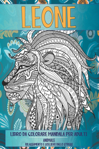 Libro da colorare Mandala per adulti - Rilassamento e sollievo dallo stress - Animale - Leone