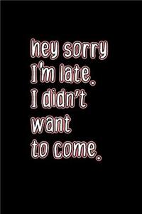 Hey Sorry I'm Late. I Didn't want to come.